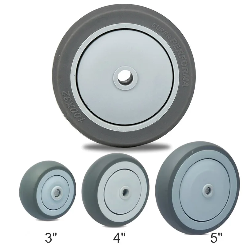 Replacement caster TPR wheels,with bearings,,3/4/5 inch,Quiet Protect the ground,wear resistance, trolley, shelf wheels