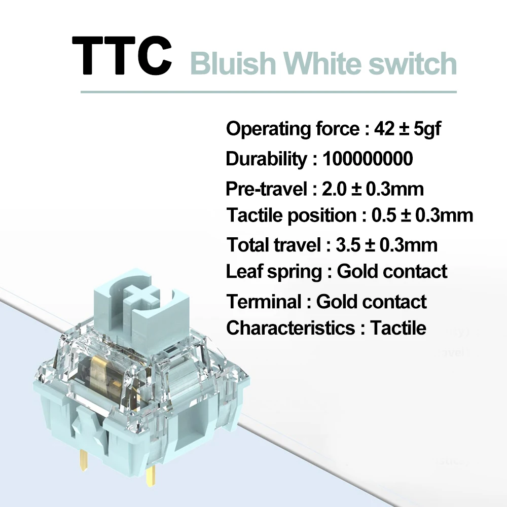 Ttc branco azulado switches 10 pçs interruptor tátil 42g 3 pinos rgb smd para mecânico keyboar eixo diy nj80 ncr80 portátil