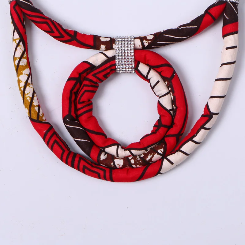 African Print Necklace Ankara Print Necklace African Ethnic Handmade Jewellery African Fabric Jewellery For Women None WYB346