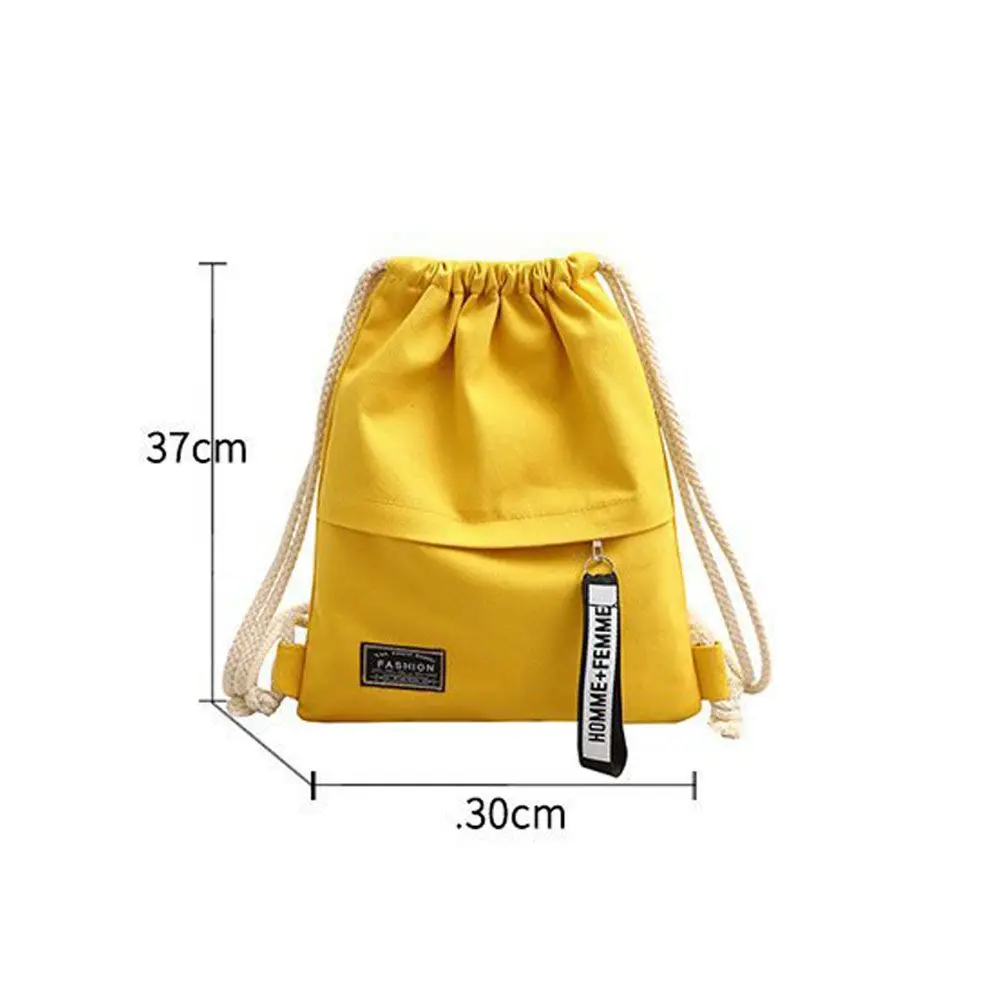 Portable Handbag Travel Pouch Canvas Drawstring Backpack String Knapsack School Back Pack School Gym Drawstring Bag