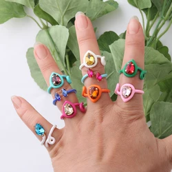 NeeFuWoFu Y2K Color Open Ring for woman Glass Multicolor Colored Rings Color Summer Adjustable Pulseira Estrela de Cinco fashion