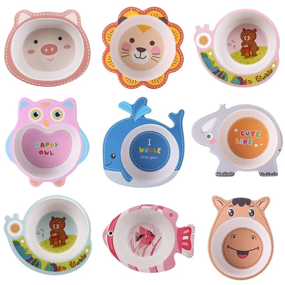 

Creative Carton Animals Bamboo Fiber Kids Baby Children Boy Girl Food Solid Feeding Dinnerware Bowl