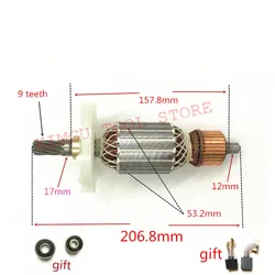 AC 220V-230V 9 teeth  Armatur Rotor Replace for Hitachi 360286E H65SB2 H65SD2 H65SD H70SD H70SA Anchor engine motor