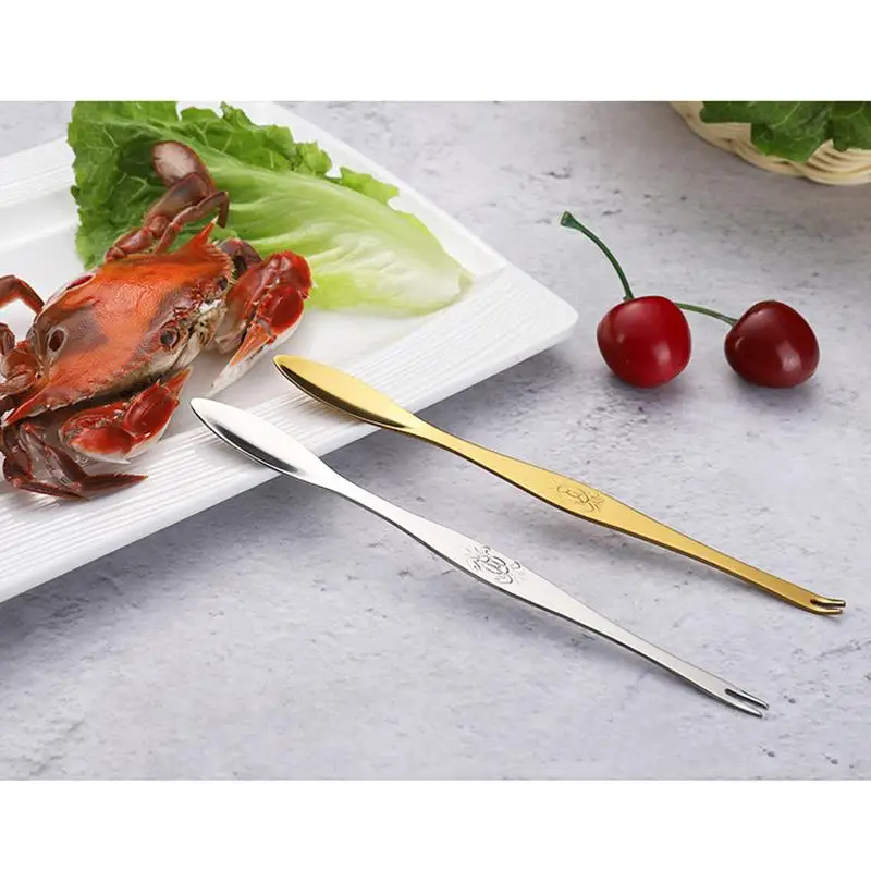 1pc Crab Fork Stainless Steel Professional Creative Crab Pick Crab Spoon Crab Tools Seafood Tools Accessories