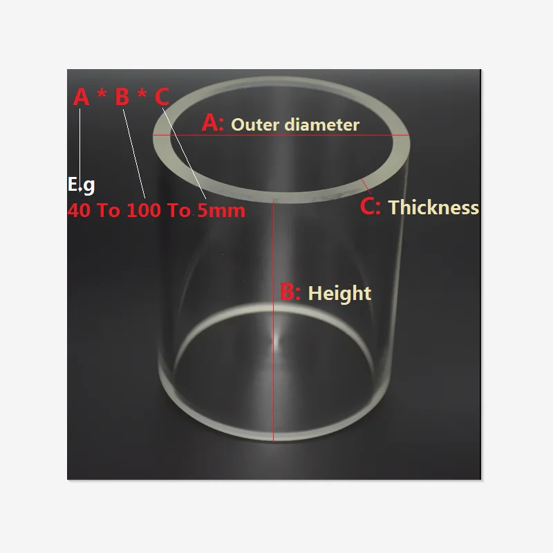 Borosilicate Glass Column, Diopter Tube, Height 100mm, Thickness 5mm or 7mm or 10mm