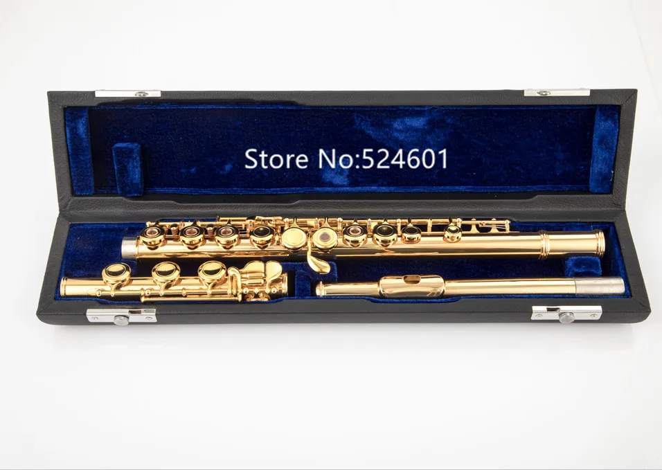 

MARGEWATE C Tune Flute 17 Keys Open Holes Gold Plated Professional Musical Instrument With Case Free Shipping