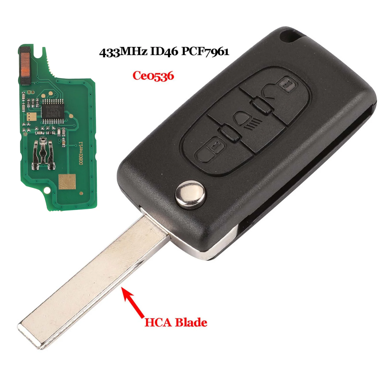 Jingyuqin Ce0523 Ce0536 FRAGEN/FSK 433 Mhz ID46 Für Peugeot 407 307 308 607 Für Citroen C2 C3 C4 c5 C6 C8 Auto Schlüssel VA2/HU83 Klinge – Detail 3