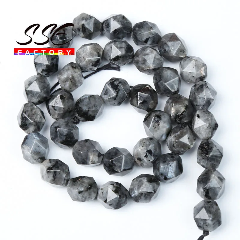 Natural Black Labradorite Beads Faceted Loose Stone Bead For DIY Making Bracelet Necklace Jewelry Accessories 6 8 10mm 15"strand image 5