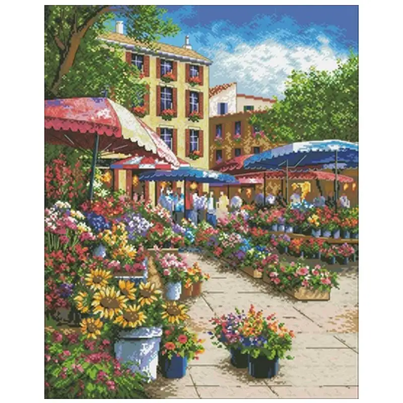 

Provence market patterns Counted Cross Stitch 11CT 14CT 18CT DIY Chinese Cross Stitch Kits Embroidery Needlework Sets