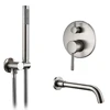 Robinet de douche en or rose brossé, double commande, douchette à main unique et bec, robinet de salle de bain chaud et froid, ensemble de douche 2