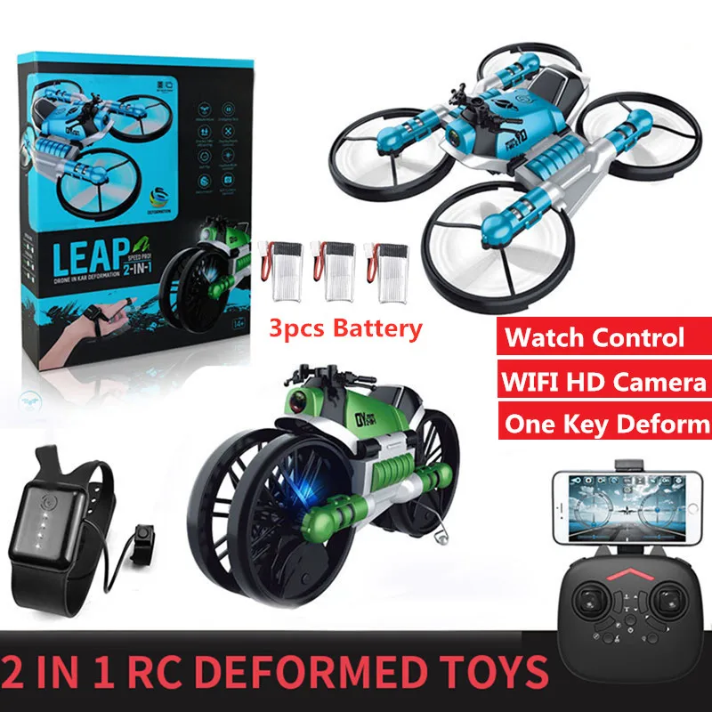 2 w 1 RC deformacja składany motocykl 4K kamera pilot zdalnego sterowania z kamera HD wi-fi RC Drone jeden klucz deformowany zabawkowy dron