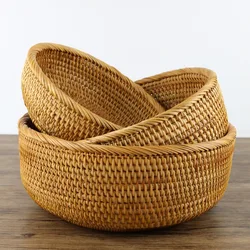 Natural Rattan Woven Storage Baskets, Plant Fiber Box for Organizing, Home, Fruit, Bread Organization, Kitchen Items Cesta