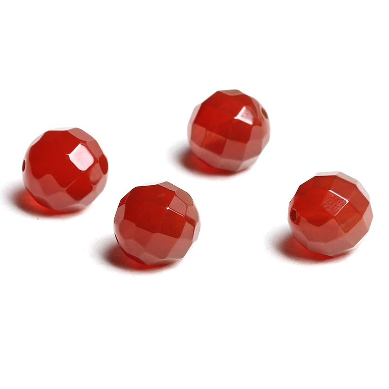 4A Natural Diamond Cut Red Agate Quartz Crystal Single Bead DIY Jewelry Making