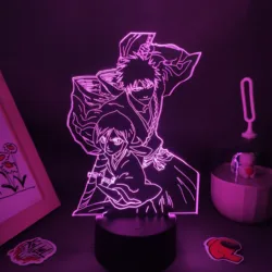 Anime Bleach Figure Ichigo And Rukia 3D LED Neon Nightlights Birthday Gift for Friends Otaku Bedroom Table Decor Manga Lava Lamp