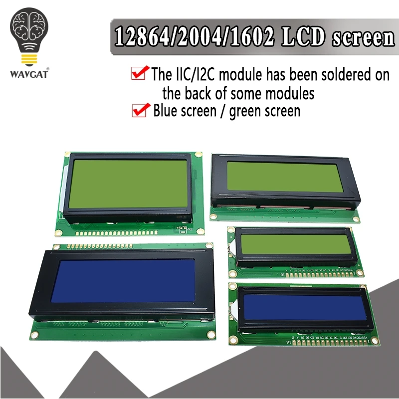 LCD1602 LCD 1602 2004 12864 moduł Niebieski Zielony ekran 16x2 20X4 Moduł wyświetlacza LCD znakowego HD44780 Kontroler niebieskie czarne światło