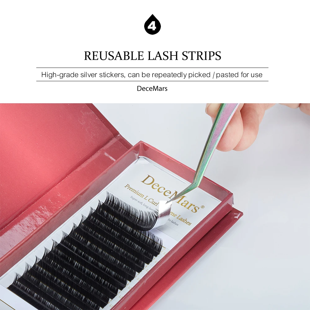 DeceMars L LC LD LU M Brown Color yelash extension PBT Mink Eyelash Extension for Grafting L Shaped lashes 8-15mm