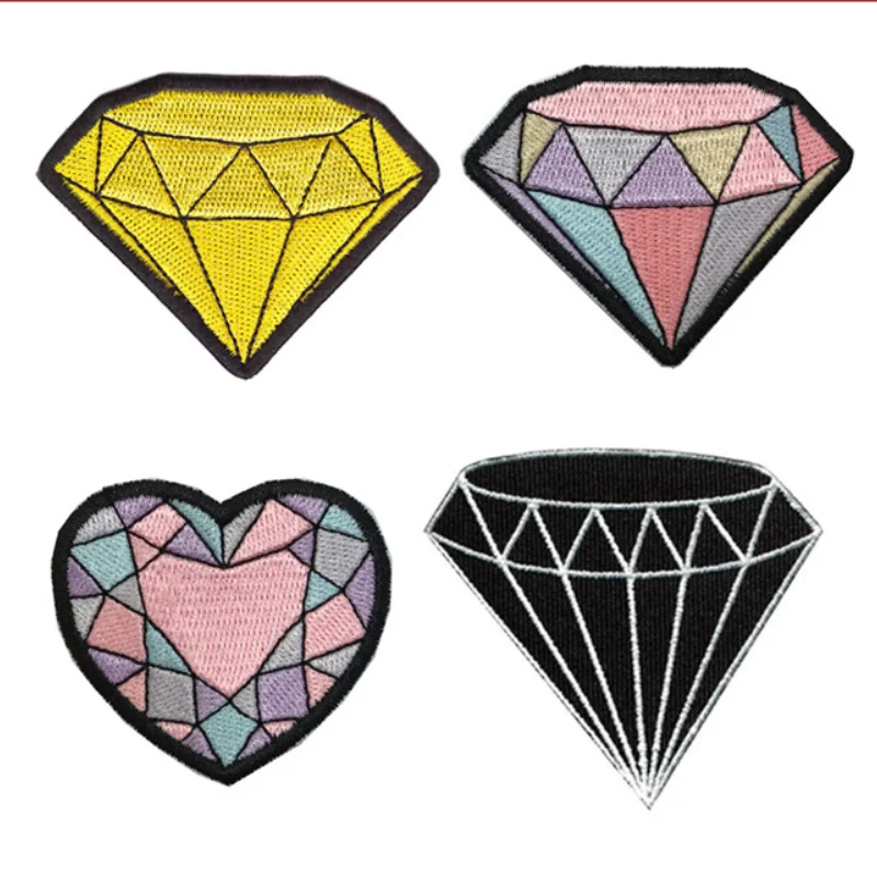 

20pcs/lot Embroidery Patch Golden Black Heart-shaped Diamond Clothing Decoration Sewing Accessories Craft Diy Applique