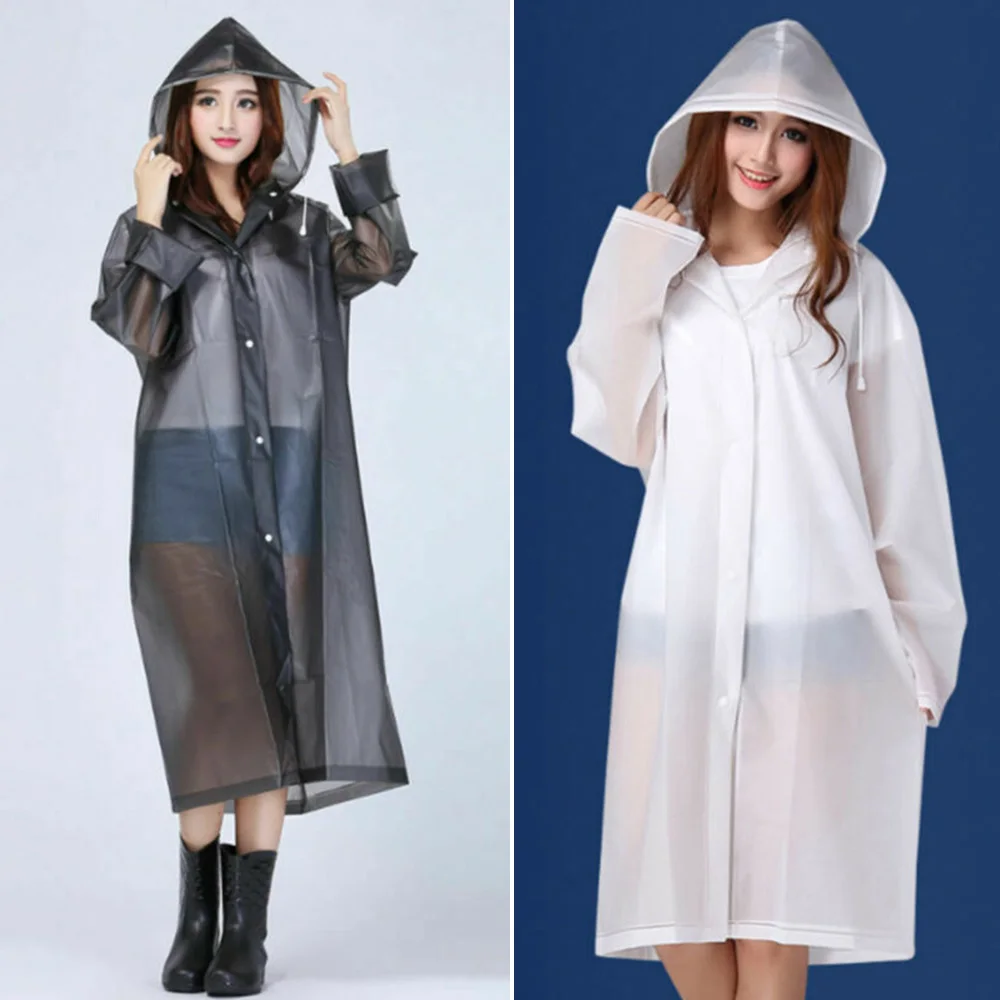 1 pz uomo donna EVA impermeabile Poncho con cappuccio giacca trasparente addensato impermeabile abbigliamento da pioggia turismo escursionismo