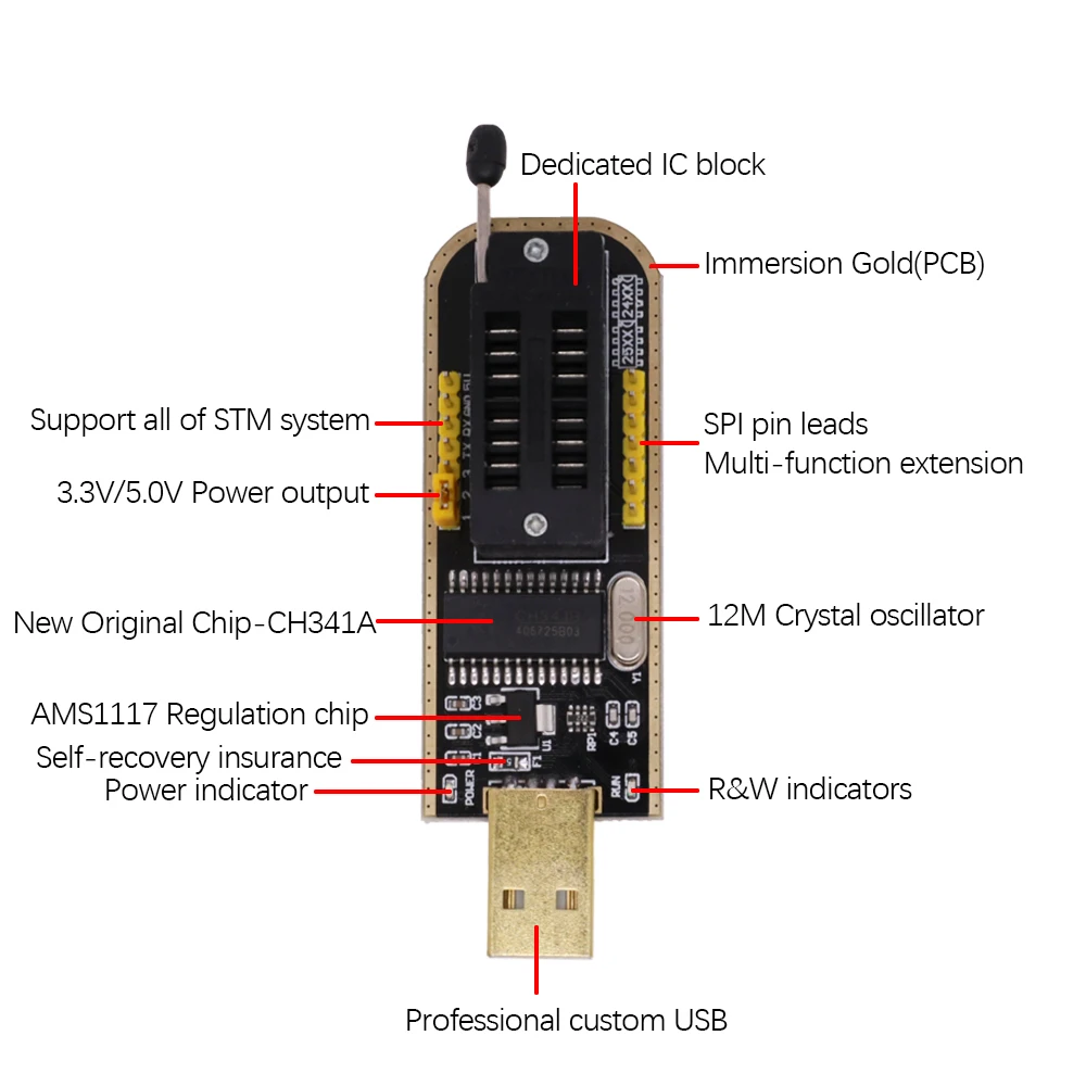 SOIC8 SOP8 Klips testowy do adaptera EEPROM 93CXX / 25CXX / 24CXX + CH341A 24 25 Series Flash BIOS USB Programmer Module DIY Kit