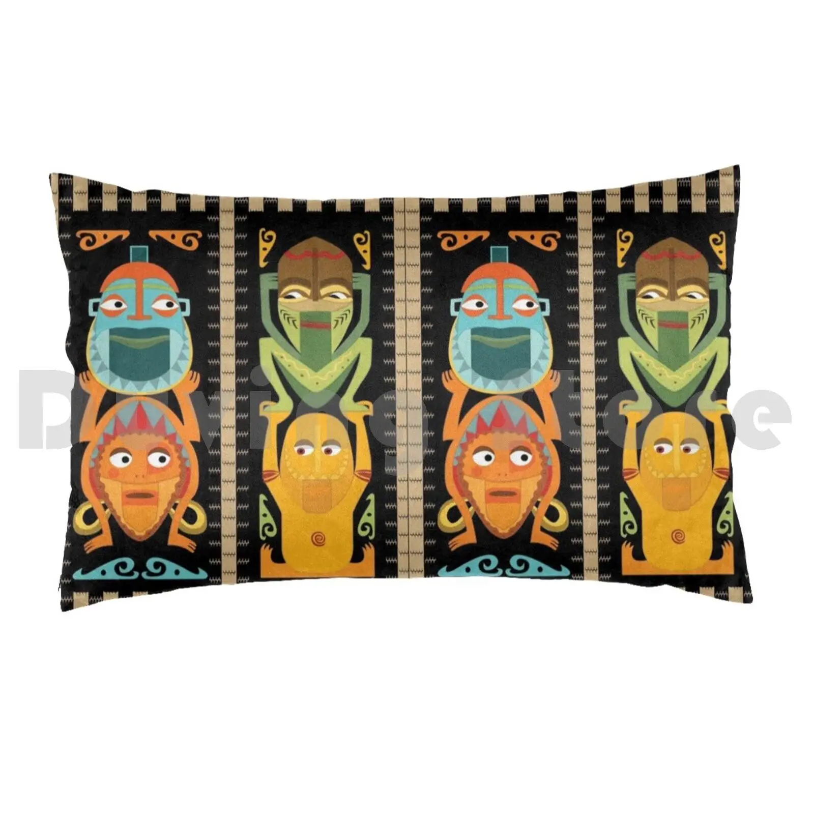 Tropical Hawaiian Polynesian Tiki Totems Pillow Case Printed 50x75 Tiki Gods Totem Poles Hawaii Hawaiian