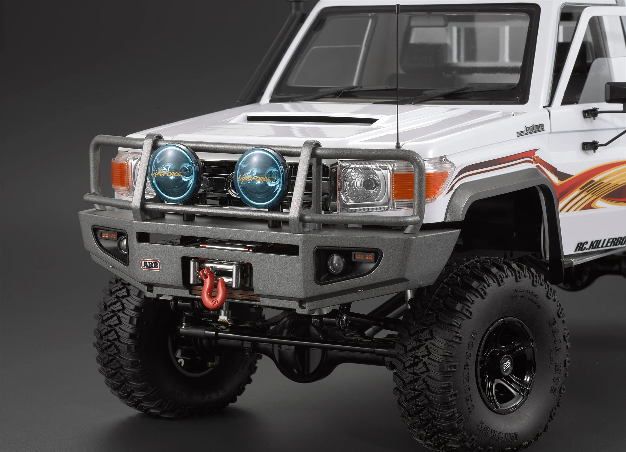 Killerbody 48718 1/10 RC Crawler Parts Alloy Bumper W/LEDS Upgrade Sets Fit For  LC70，Truck and SUV Traxxas TRX-4 Chassis