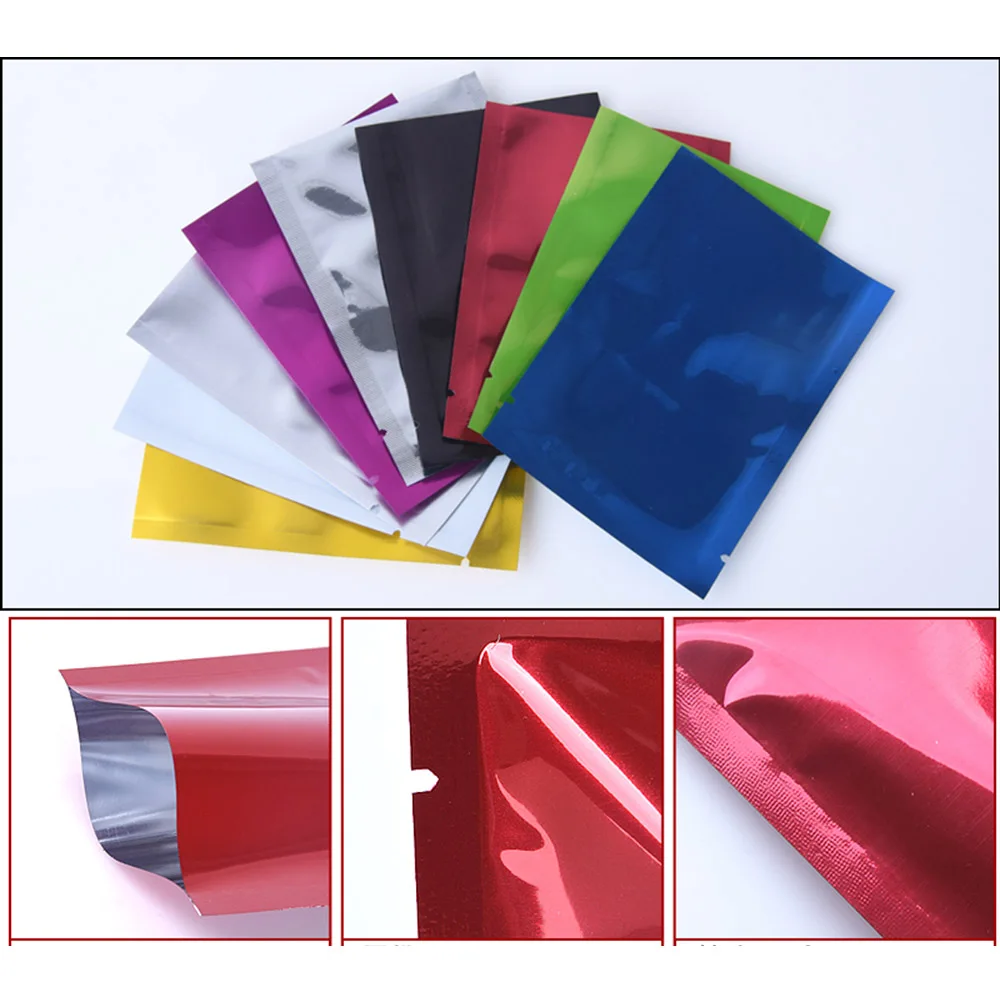 free ship 100pcs 5x7cm coloured aluminum foil bag mask bag food bag liquid bag potable flat pocket Sealing bag