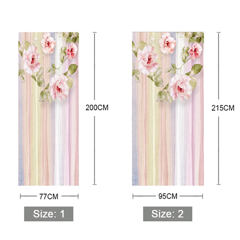 Hand Painted Romantic Flowers 3D Door Sticker Living Room Wedding Bedroom Wall Decoration Waterproof PVC Self-Adhesive Poster