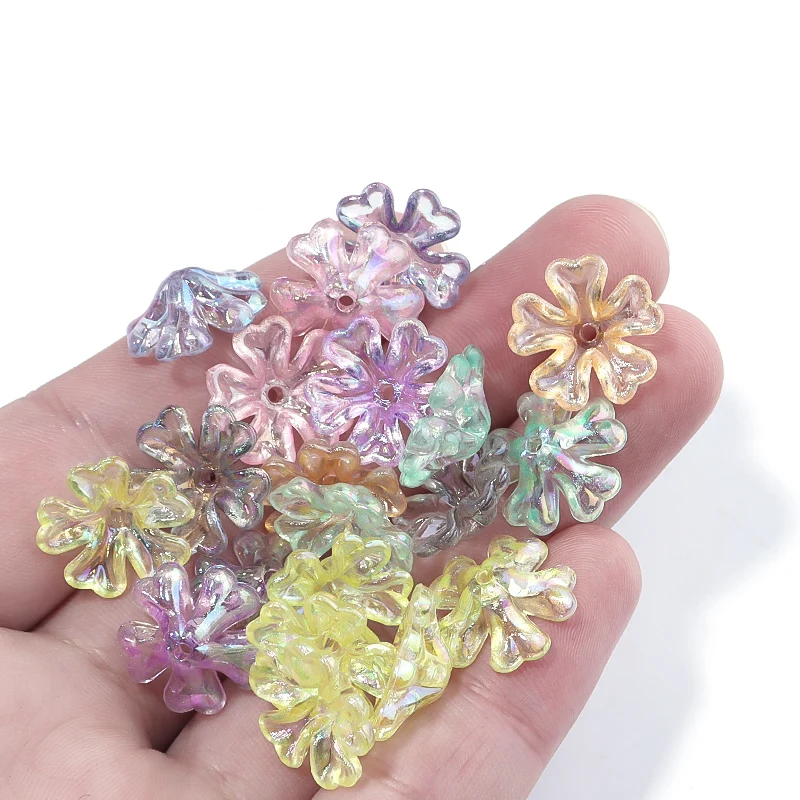 Louleur AB Color Acrylic Beads Flower Spacer End Beads Caps Charm Beads For Jewelry Making Loose Beads DIY Bracelets Wholesale