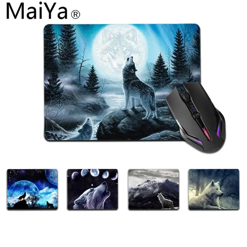 

Maiya Top Quality Animal Wolves Moon Durable Rubber Mouse Mat Pad Top Selling Wholesale Gaming Pad mouse