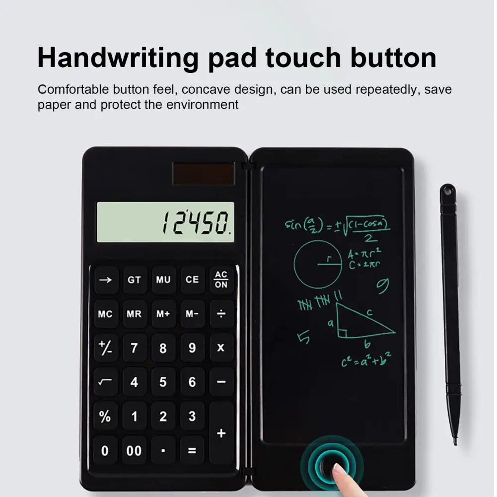 Calculator Digital Writing Tablet Long Standby Time Ultra-thin Solar Scientific Calculator Foldable LCD Drawing Pad for Office