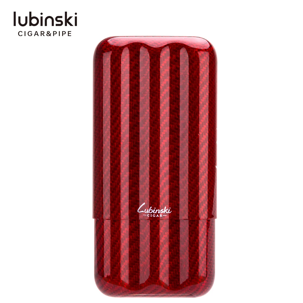 LUBINSKI Portable forged Carbon Fiber 3 cigars Colourful Cigar Tube Fashion Cigar Travel Case