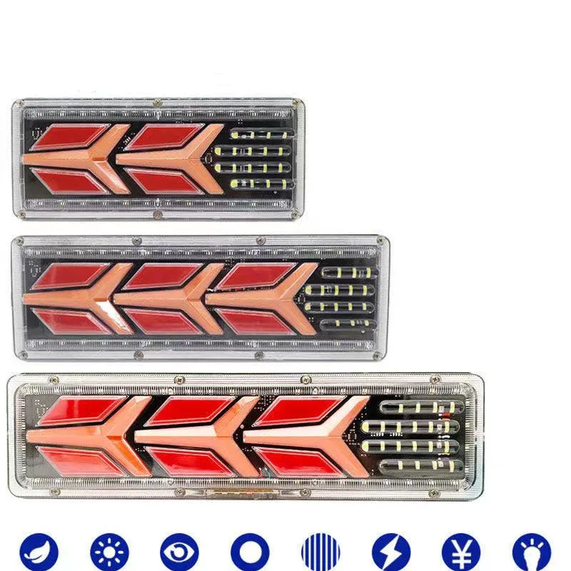 

2PCS 24V Dynamic LED Car Truck Tail Light Turn Signal Lamp Rear Stop Brake Lights Reverse Trailer Lorry Bus Camper Caravan