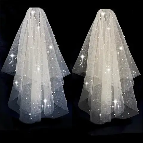 Shiny Two-Layer Bridal Wedding Veil CALIIDCBA