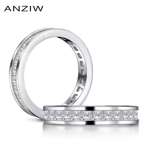 Fashion 925 Sterling Silver Full Eternity Women Engagement Ring Simulated Diamond Wedding Silver Bridal Rings Jewelry