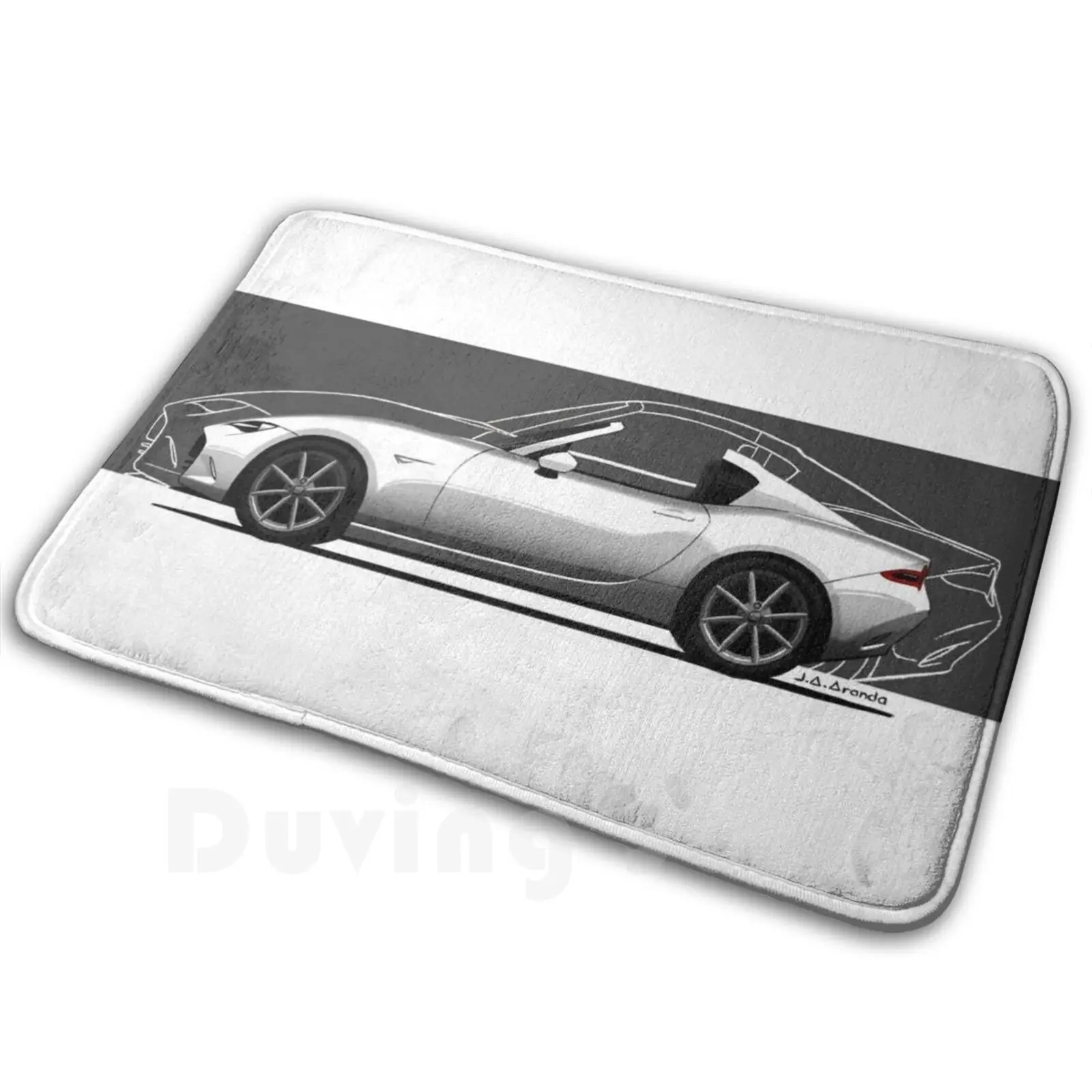 My Iconic Mx5 Rf Drawing With Dark Background Soft Non-Slip Mat Rug Carpet Cushion Mazda Miata Mx5 Rf Roadster Coupe Car