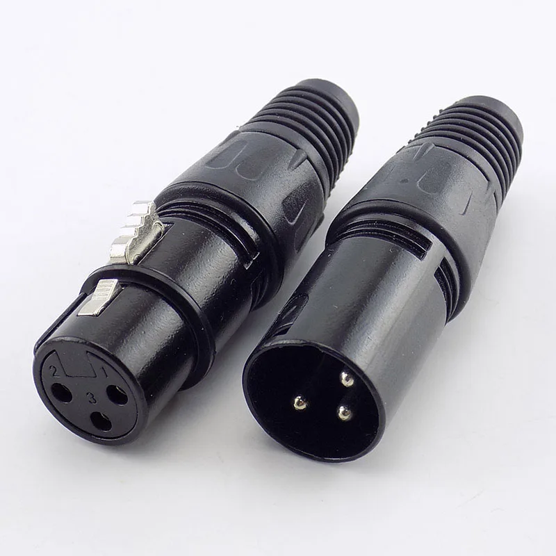 1 pair Cannon Male and Female 3 Pin XLR Microphone Audio AV Cable Plug mic Connectors Cannon Cable Terminals Sound plug