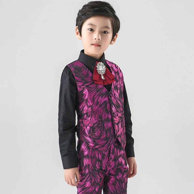 

Spring Boy Suit Set Children Wedding Performance Tuxedo Costumes Outfits Clothes Luxury Kids Blazers Vest Pants