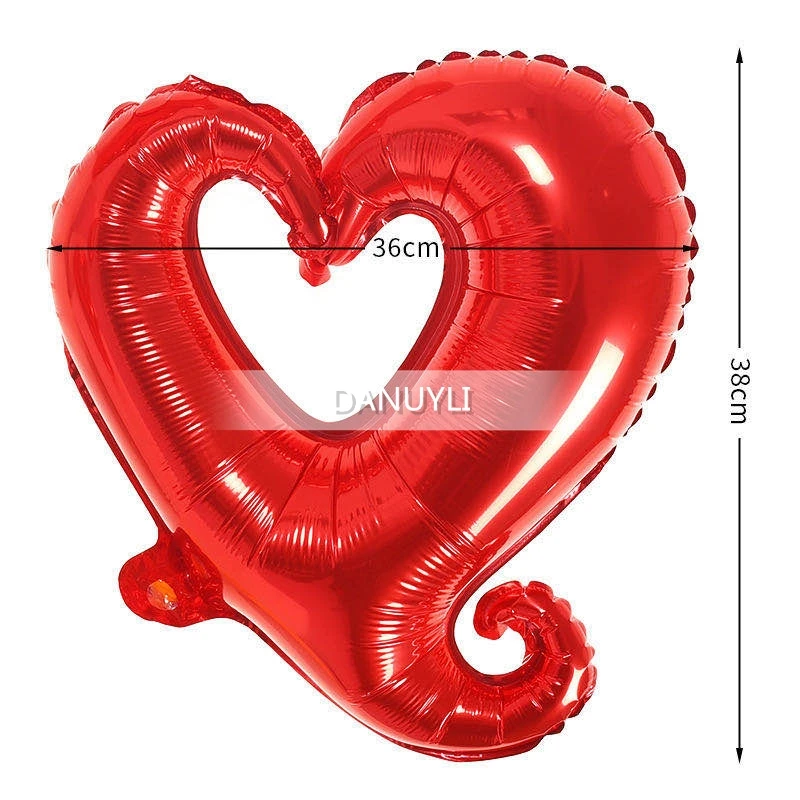 5pcs 18inch Hook Heart Foil Balloons Wedding Decoration Hollow Heart Helium Ballon Valentine's Day Decor Birthday Party Globos