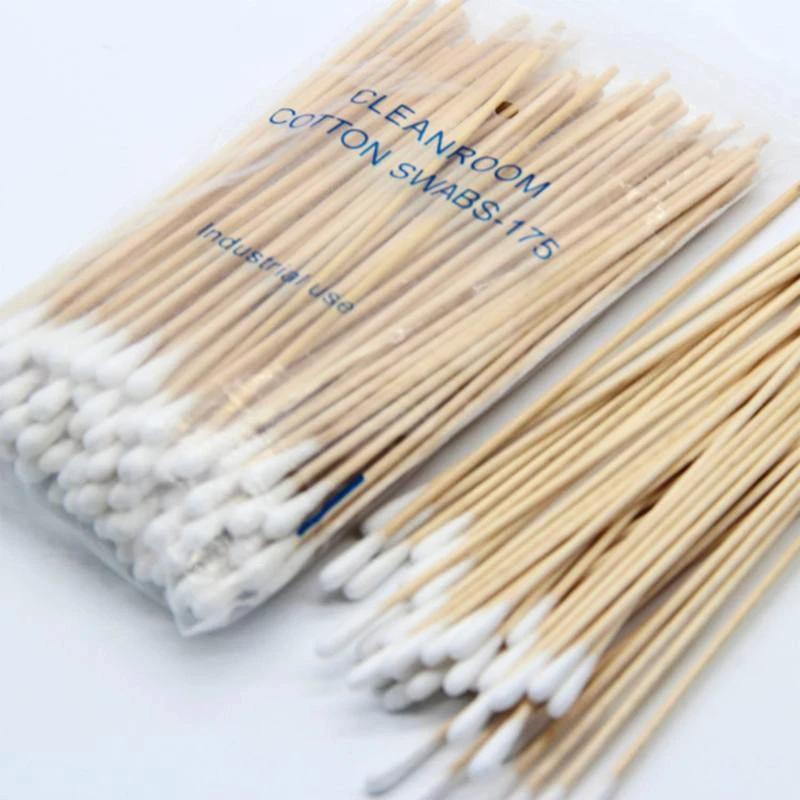 100/200Pcs 6 Inch Long Wooden Handle Cotton Swabs Single-Head Cleaning Sterile Sticks Applicator for Wound Clean Oil Makeup Eyes