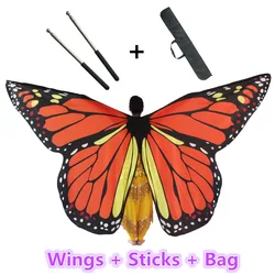 Belly Dance Butterfly Wings with Sticks Bag Kids Children Belly Dancing Costume Women Adult Bellydance Colorful Wings Robs