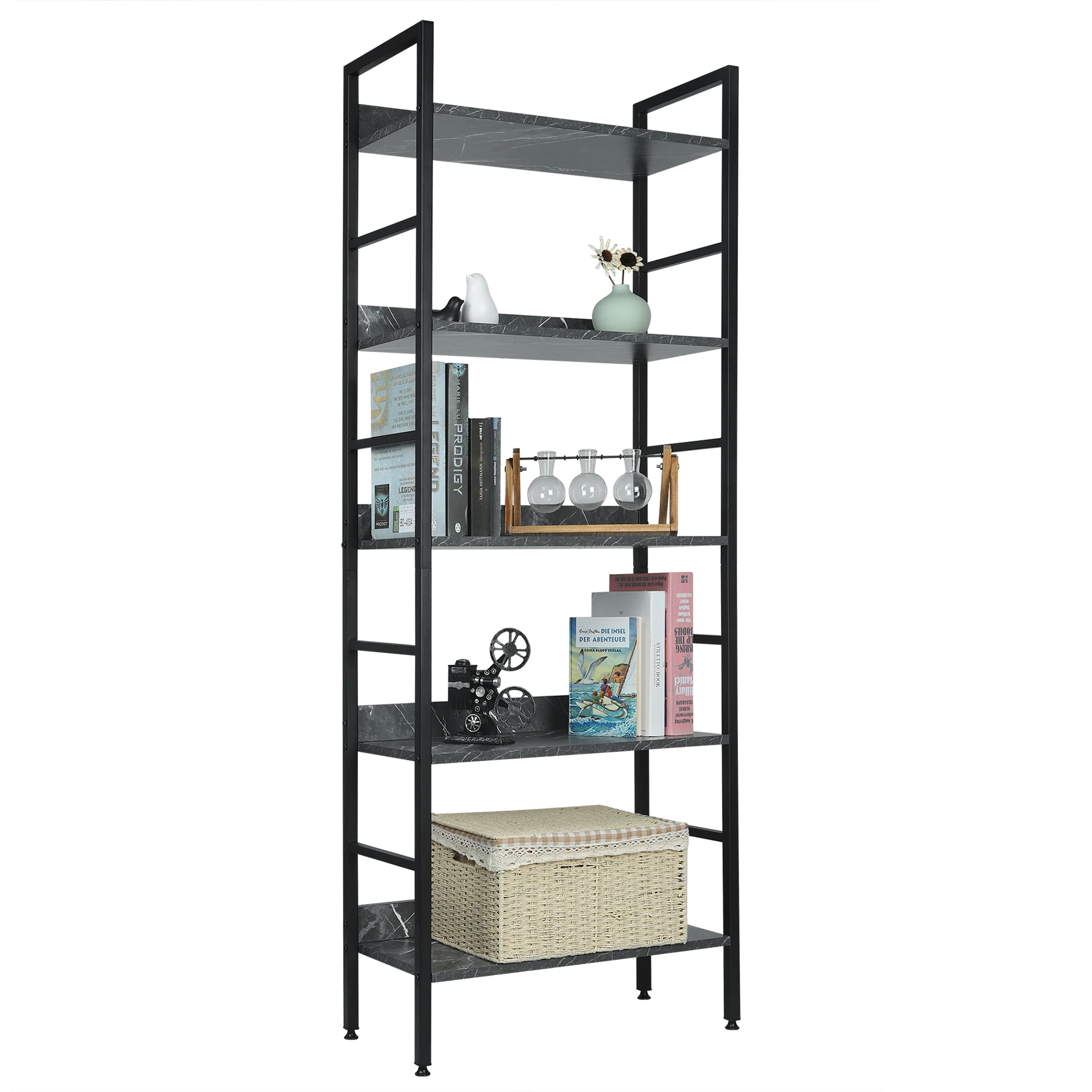 Wood Bookcase Frame Storage Organizer Display Bookshelf Shelving Unit Home Decor for Living Room Bedroom Kitchen Dining Room