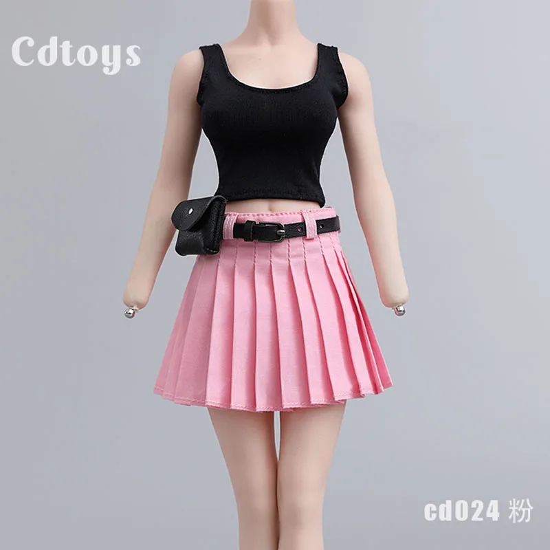 1/6 CDTOYS CD024 Female Soldier Clothes Set Many Colors School Uniform Small Vest Pleated Skirt Belt For 12'' Action Figure