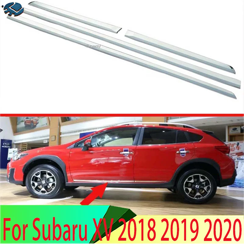 For Subaru XV 2018 2019 2020 ABS Chrome Side Door Line Garnish Body Trim Accent Molding Cover Bezel Styling Protector