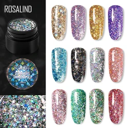 ROSALIND Gel Polish Nail Semi Permanent Gel Varnishes Glitter Paint Shiny Top Base Coat Tips For Nails Design Art Manicure Set