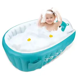 Inflatable Baby Bathtub Chair Cute Bear Infant Bathing Seat Tubs Non Slip Swimming Pool Toddler Portable Foldable Shower Basin w