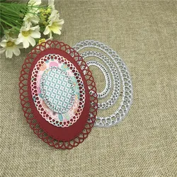 3pcs/set Oval Circle Metal stencil mold Cutting Dies decoration scrapbook die cuts Album Paper Craft Embossing DIY Card Crafts