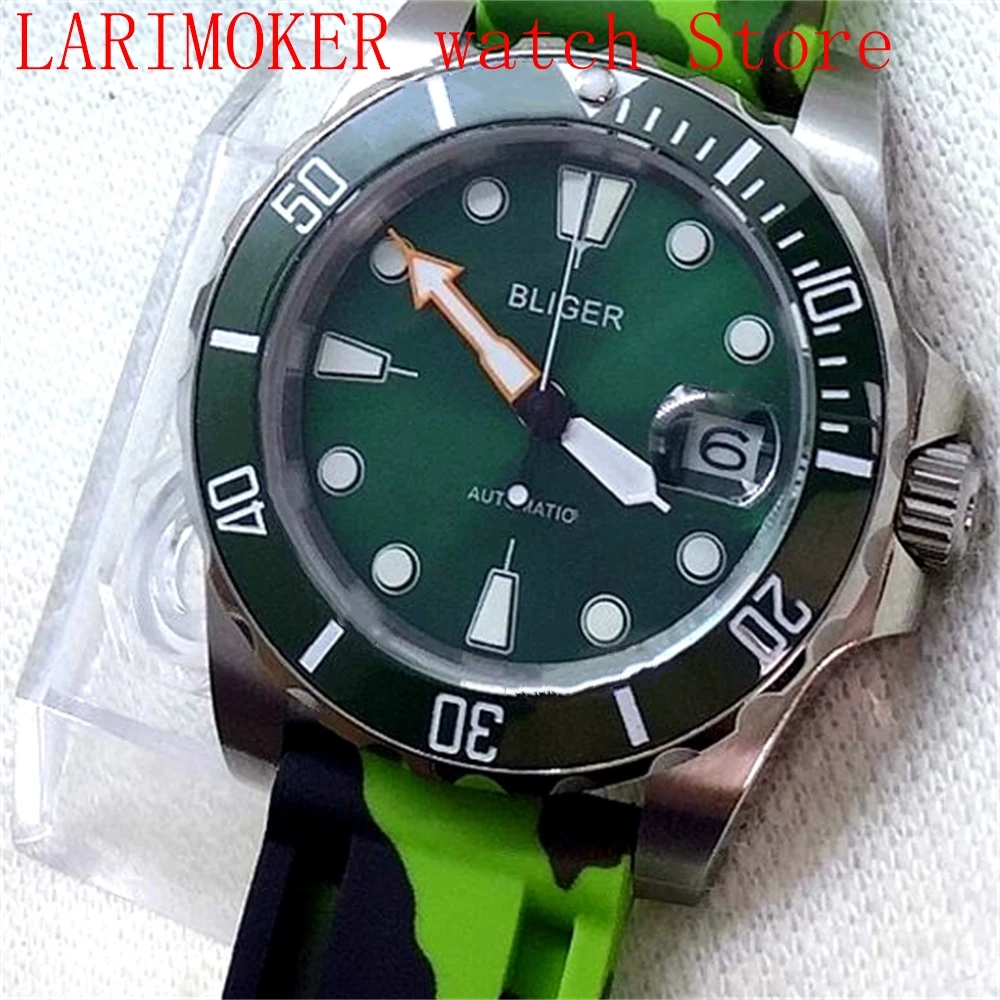 

Sapphire glass dark green ceramic bezel green dial automatic winding casual sports swimming men's watch army green bracelet