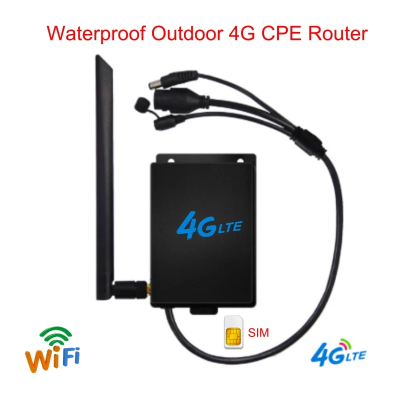 Enrutador wifi 4g LTE para exteriores, router industrial inalámbrico de 300 Mbps, CAT4, con ranura para tarjeta SIM, para cámaras IP