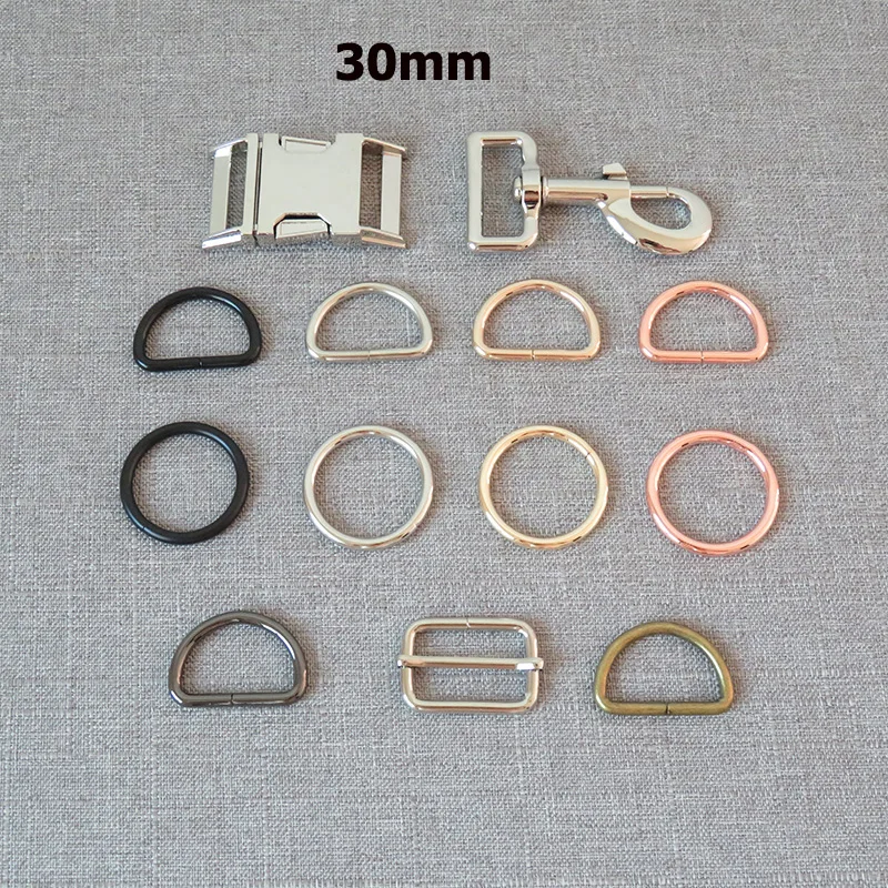 1 pcs metal D O ring belt straps slider release buckle Carabiner lobster clasp for pet dog collar leash harness sewing accessory