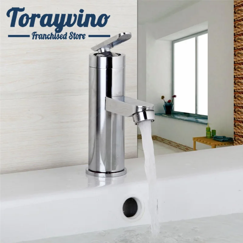 

Torayvino Basin sink Bathroom Faucet brass Deck Mounted Chrome Polished Basin Faucets Hot & Cold Water Mixer single handle Taps